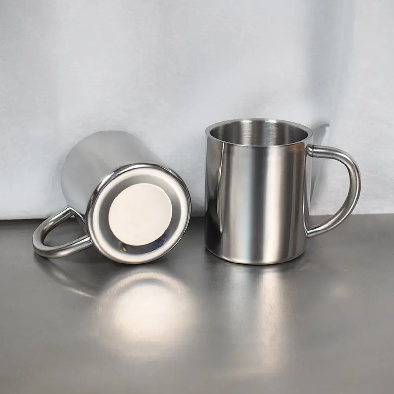 Taza de té de doble pared de 300ml, tazas de café de acero inoxidable, tazas de viaje para acampar