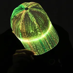 Topi Bisbol LED Menyala 7 Warna Uniseks, Topi LED Serat Optik Rave Menyala DJ Modis