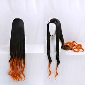 Parrucca <span class=keywords><strong>Cosplay</strong></span> di Kamado Nezuko della Serie Demon Slayer Kimetsu No <span class=keywords><strong>Yaiba</strong></span>, Versione Sfumata con Colore Ombré - Product Image 5