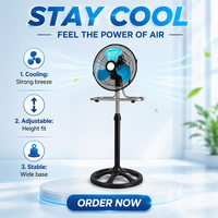 Ventilateur sur pied électrique domestique 110V 3 en 1 avec pales métalliques de 10 pouces, commande mécanique, montage sur pied/bureau/mur