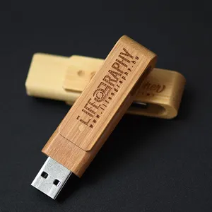 Échantillon gratuit Clé USB en bois 1 Go 2 Go 4 Go 8 Go 16 Go 32 Go Clé USB pivotante en bois avec logo personnalisé 2.0 3.0