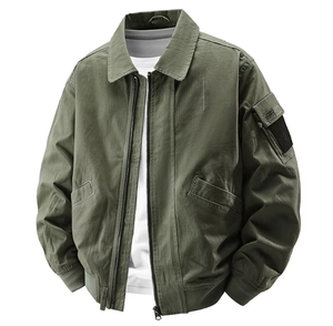 Herbst Frühling Herren Vintage American Style Long Jacket Workwear Freizeit mantel Turn-Down Kragen Taschen XL Zipper Washed Shearing - Product Image 6