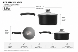 Casserole à cuisson lente antiadhésive avec couvercle, ensemble de casseroles à lait de 1QT, 1,5QT et 2QT, casserole multifonctionnelle compatible avec l'induction - Product Image 5