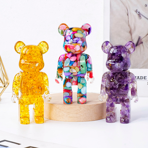 Figurine en résine d'ours de gravier en cristal naturel décoration d'ours violent maison bureau richesse attirant cadeau de pendaison de crémaillère - Product Image 3