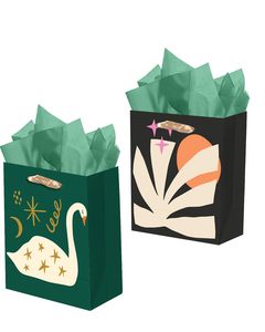 Medium <b>Paper</b> Gift Bags with Tissue <b>Paper</b> Handles Retro Abstract Cardboard Floral Gift Bags Party Supply Gift Bags - Product Image 3