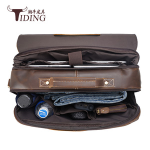 Tiding Retro Crazy Horse <b>Leather</b> <b>Briefcase</b> 16 Inch Men's Business Messenger Bag Dark Brown Durable Large Capacity - Product Image 4