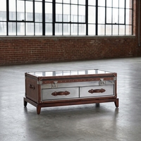 Meuble de bar à cigares et à whisky en acier inoxydable de style antique, table basse