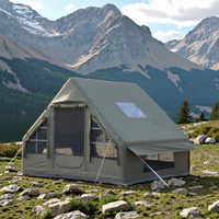Tente de camping gonflable en tissu polyester-coton avec auvent solaire Installation facile Tente d'air pour une pluie légère