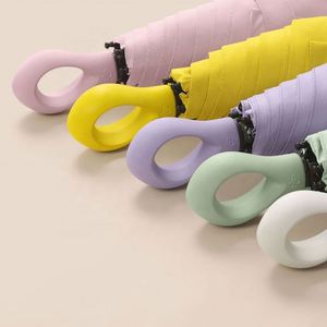 Nouveau Parapluie de Poche Mini Pliant Ultra Léger à 6 Baleines avec Poignée Anneau, Protection Solaire en Vinyle - Product Image 2