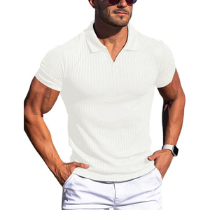 Camiseta Casual de Verano para Hombre, Estilo Europeo Americano, de Lona con Spandex/Poliéster, Estampado de Leopardo, Cuello en V, Anti-Pilling, 100g - Product Image 6