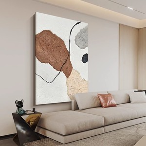 Hand Painted Oil Painting Abstract Art Rectangle Frameless Canvas Art Modern Minimalist Living Room Decor Cream Style Entryway - Product Image 4