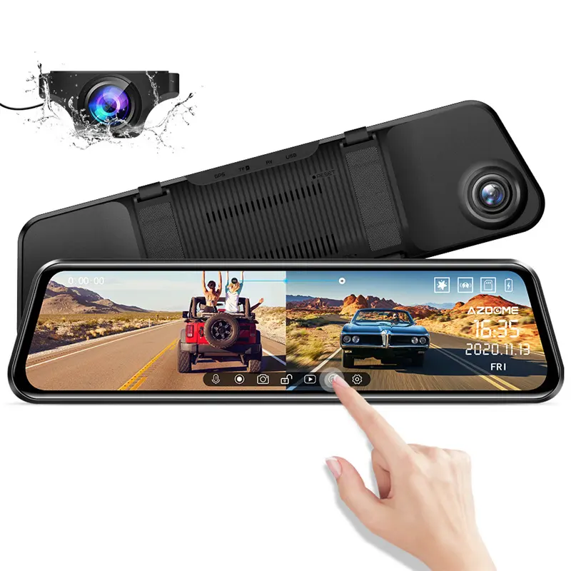 Azdome GPS Dash Cam delantero trasero 2K 11,8 "pulgadas Full Hd Touch Dual Lens CÁMARA DE COCHE Dash Cam Dashcam coche caja negra coche Dvr espejo