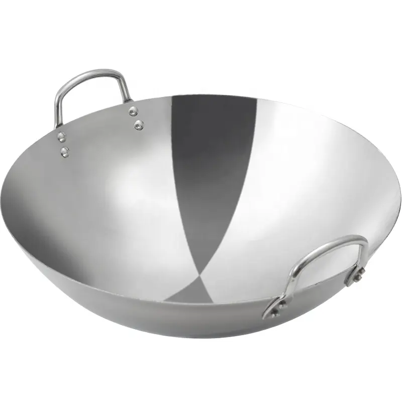 Grande cuisinière à induction commerciale avec double poignée rivets ustensiles de cuisine poêle wok chinois