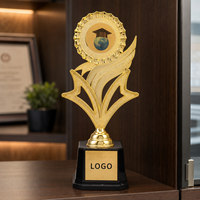 Trophée de diplômation personnalisé pour étudiants, plaqué or imitation, logo et texte personnalisables, cadeau commémoratif