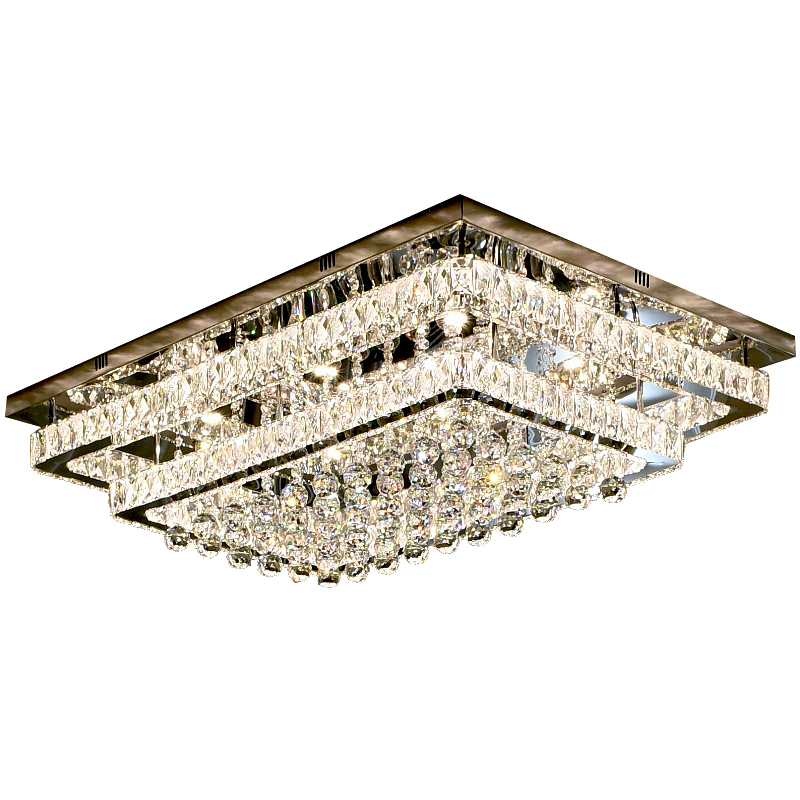 Luxury Living Room Main Light Modern Crystal Led Ceiling Light Bedroom Dining Room Rectangular Crystal Ball Light