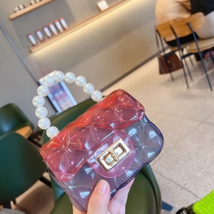 Boshiho <b>PVC</b> Pearls <b>Top</b> Handle Gradient Colorful Girls Mini Handbag Shoulder Crossbody Tote Beach Water Resistant Customizable - Product Image 6