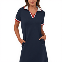 Robe polo décontractée pour femmes, été, manches courtes, longueur genou, col montant, taille empire, légère, confortable, antistatique, sport