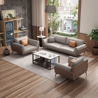 Ensemble de canapés de bureau en cuir de style nordique européen moderne, design modulaire, hôtels, bureaux à domicile