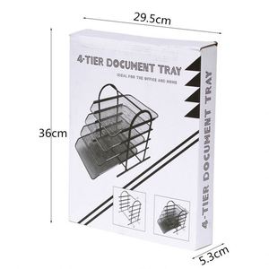 Office <b>Table</b> Sorter Circular Arc 4-layer Metal Mesh File Rack Magazine Sorting Rack Office Home School File Rack - Product Image 5