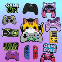 <strong>Best</strong> <strong>Selling</strong> Cute Cat <strong>Game</strong> Controller PVC Shoe Accessories Custom Bulk Gamer Decor Clogs Kids Girls Gift Shoe Charm
