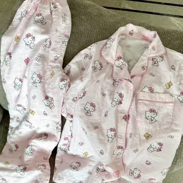 100% Cotton New Sleepwear Women Long Print Plus Size Custom Label Wholesale Breathable Women's Pajamas Two-piece Set