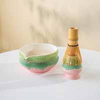 Ensemble de bols à matcha en porcelaine japonaise de 550 ml, design céramique à couleurs changeantes, écologique, résistant à la chaleur, avec bec verseur et outil de service du thé