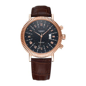 Yazole422新しいデザインブラウンメンズクォーツ時計2022 PUレザーバンド防水日付表示カジュアルビジネスリロイ時計 - Product Image 6
