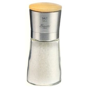 Moulin à sel et à poivre Bisetti 13 cm en verre, mécanisme poussoir-tiroir naturel, sans électricité, la gamme Spice Line - Product Image 1