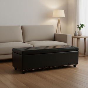 Taburete Otomano de Almacenamiento Db Hamilton, Piel Sintética Negra, Plegable, para Sala de Estar o Dormitorio - Product Image 2