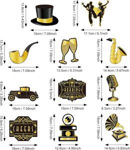 Décorations de fête des années <span class=keywords><strong>20</strong></span>, guirlandes suspendues noires et dorées pour <span class=keywords><strong>anniversaire</strong></span>, mariage vintage jazz, fournitures de fête - Product Image 2