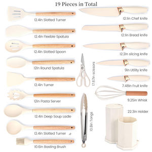 طقم أدوات مطبخ فاخر مكون من 8 قطع كاملة، أدوات طهي سيليكون مع مقابض من الفولاذ المقاوم للصدأ - Product Image 6