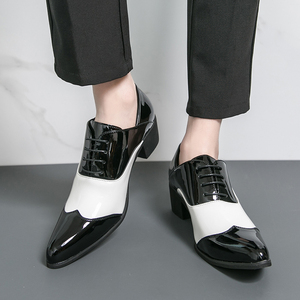 2733 Nuove Scarpe Eleganti da <span class=keywords><strong>Uomo</strong></span> in Pelle con Punta Affusolata e Lacci, Misura Grande, <span class=keywords><strong>Tacco</strong></span> <span class=keywords><strong>Alto</strong></span>, per Cerimonie e Matrimoni - Product Image 4