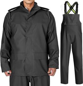 Ensemble <span class=keywords><strong>de</strong></span> <span class=keywords><strong>pluie</strong></span> robuste pour homme en PVC/PU, imperméable, pour la pêche et les travaux, veste et pantalon, équipement <span class=keywords><strong>de</strong></span> pêche par temps intempéries - Product Image 4