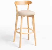 Chaise haute de bar moderne et élégante, avec siège en bois créatif, dossier et coussin en cuir, légère, écologique et durable, idéale pour les bars.