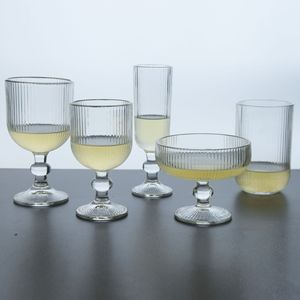 Copa de vino acanalada de cristal Vintage personalizada, diseño en relieve, gafas verticales, copa de vino de colores para fiesta, boda - Product Image 5