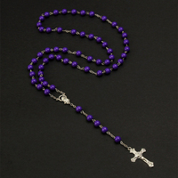 8mm Artificielle Turquoise Chapelet Collier Croix Collier Catholique Religieux Cadeau Cadeau Pandémique Perles De Prière