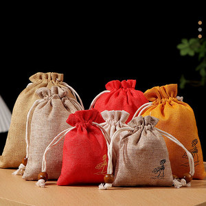 Bolsas de Compras de Lino Coloridas con Logotipo Personalizado, Bolsas de Regalo de Joyería con Cordón de Yute y Tela de Algodón para Empaque de Productos Textiles - Product Image 2