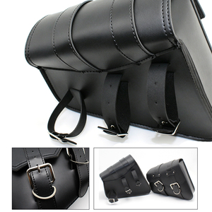 Bolsas Laterales Triangulares de Cuero para Motocicleta, para Harley Bobber Cruiser, Negras, de PU, para Almacenamiento de Herramientas, Alforjas - Product Image 6