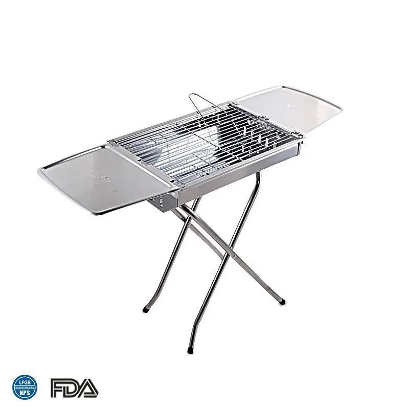 Günstige Preise Camping Barbecue Grills Tragbarer Grill im Freien Klappbarer Edelstahl Holzkohle grill