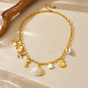 Nieuwe 18K Pvd Vergulde Oceaan Hanger Ketting Rvs Zeepaardjes Zeester Schelp Krabben Charm Ketting Voor Vrouwen - Product Image 4