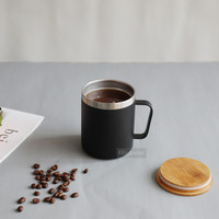 HIGHWIN Tasse à café isotherme en acier inoxydable de 16 oz, à double paroi, avec poignée ergonomique