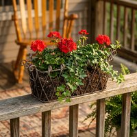 Support de plantes multifonctionnel en fer thermolaqué avec panier en fil métallique, présentoir pour pots de fleurs, style ferme et jardin