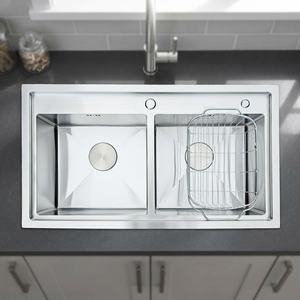 Évier de cuisine double en acier inoxydable de haute qualité, à encastrer ou à poser, durable, résistant aux rayures, grande capacité - Product Image 1