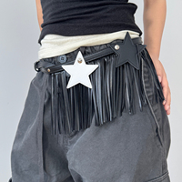 Ceinture JULUN Y2K personnalisée pour femme, avec étoiles, pompons et franges, accessoire de taille fine, style punk streetwear pour pantalons décontractés au quotidien