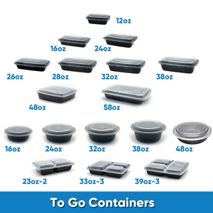 Boîte à lunch jetable en PP de style américain, robuste, avec couvercle, carrée, ronde, multi-compartiments, pour la restauration - Product Image 3