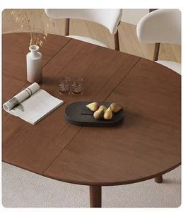 Mesa <span class=keywords><strong>de</strong></span> Comedor Nórdica <span class=keywords><strong>de</strong></span> <span class=keywords><strong>Madera</strong></span> Maciza Deformable, Estilo Moderno y Simple, Mesa Redonda Plegable Telescópica, Muebles Duraderos para el Hogar - Product Image 6
