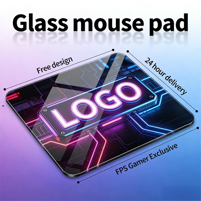Custom Logo Professional Esport Surface Top Speed Control Full Silicone Base Custom Logo Tempered Glass Gaming Mouse Pad