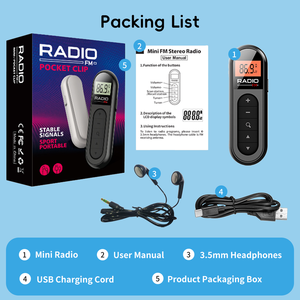 [Mini <span class=keywords><strong>Radio</strong></span> FM Portátil] Mini <span class=keywords><strong>Radio</strong></span> FM Portátil Recargable con Clip - Ideal para Reuniones, Excursiones - Incluye Auriculares - Product Image 6