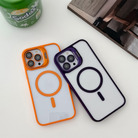 Coque antichoc en acrylique transparente avec support d'objectif électroplaqué et support magnétique pour iPhone 16 15 Pro Max 17 Pro Max