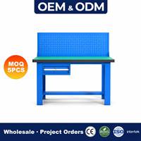 Banc de travail industriel avec panneau perforé, un seul tiroir, table à outils en acier robuste pour garage, atelier, usine, fournisseur OEM ODM personnalisé